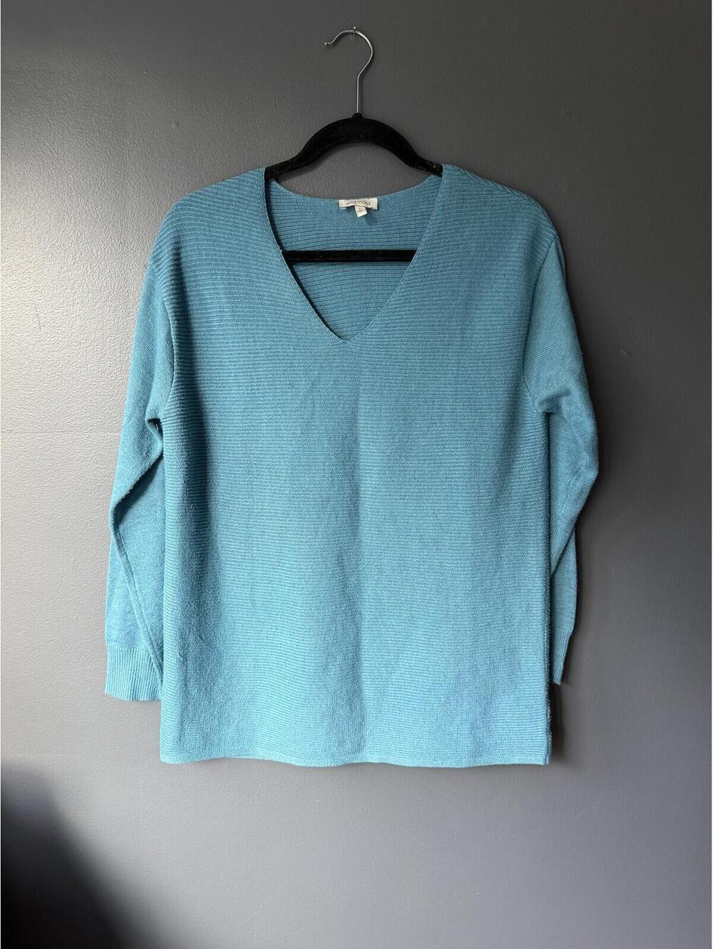 Ella Moss Light Blue V-Neck Long Sleeve Knit Sweater, Size S